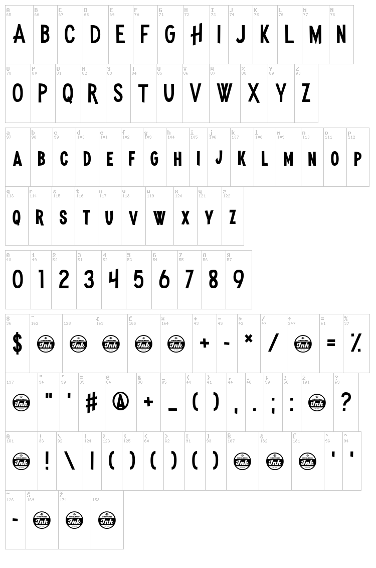 Madness Hyperactive font map